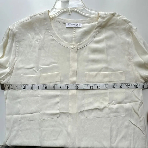 Everlane Pocket Silk Long Sleeve Blouse Women Small Button Shirt Cream Ivory - Picture 7 of 8